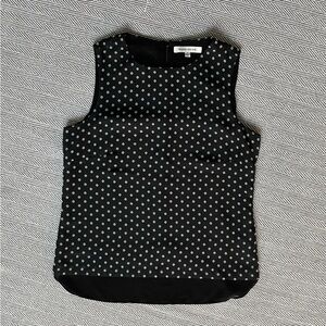 Rose & Olive Black Twofer Sleeveless Blouse with White Polka Dots - size small